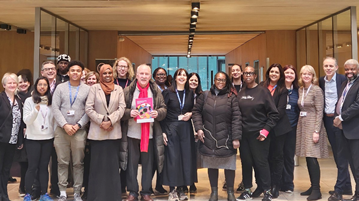 Cllr Ali with the Corporate Parenting Committee in Tooley Street atrium